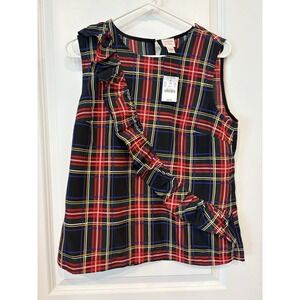 JCrew Women's Tartan Plaid Ruffle Tank Top Size 8